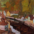 Egon Schiele Village by the River painting